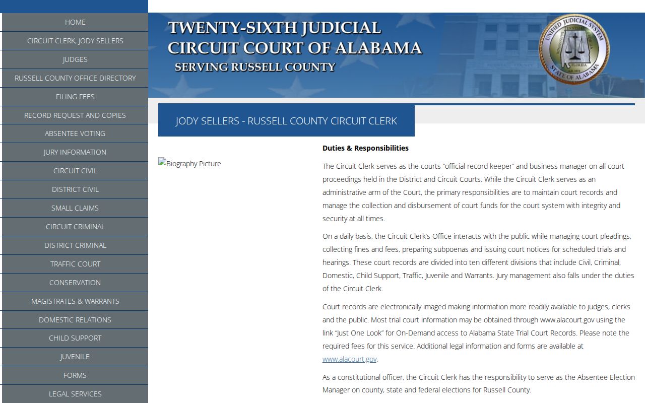 Russell County Circuit Clerk Jody Sellers records profile