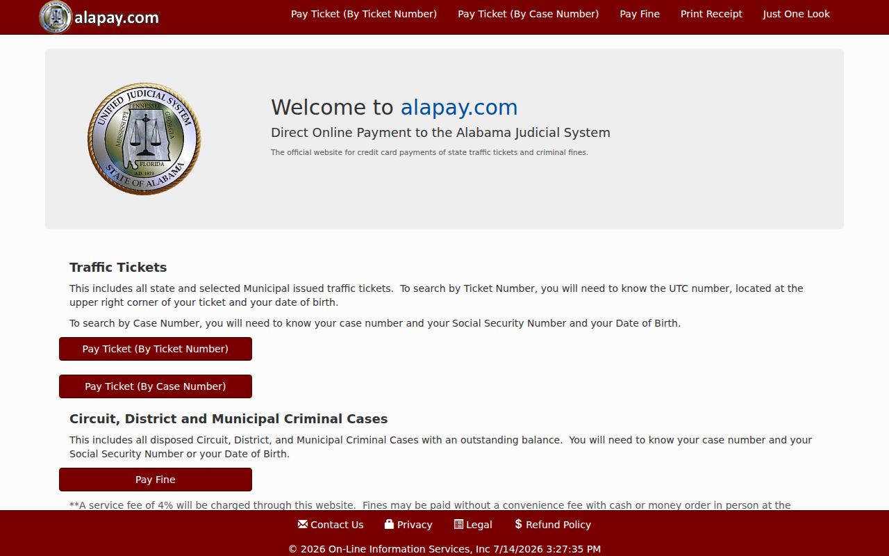 Russell County court dockets Alabama court payment portal