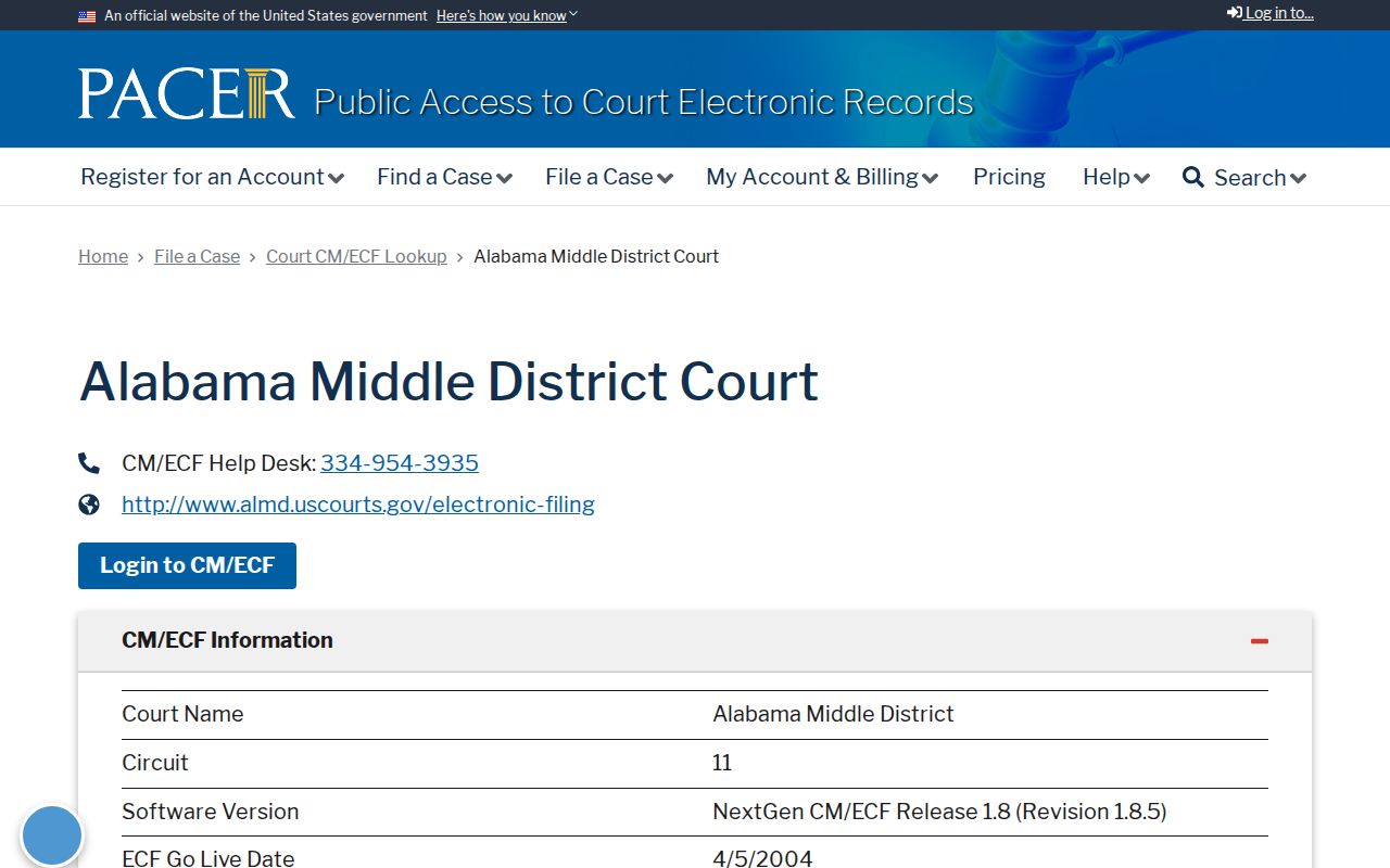 Russell County criminal court records PACER Middle District lookup