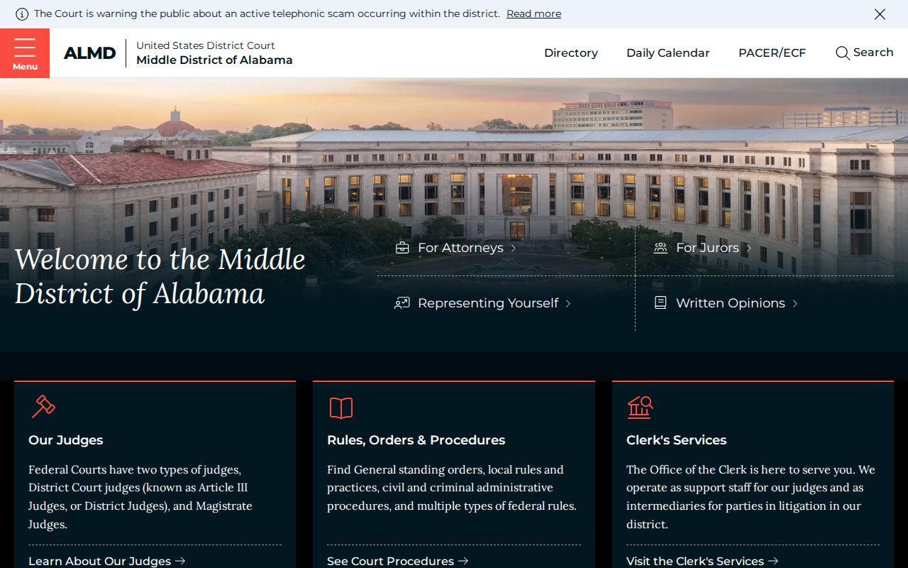 Russell County criminal court records federal Middle District court site