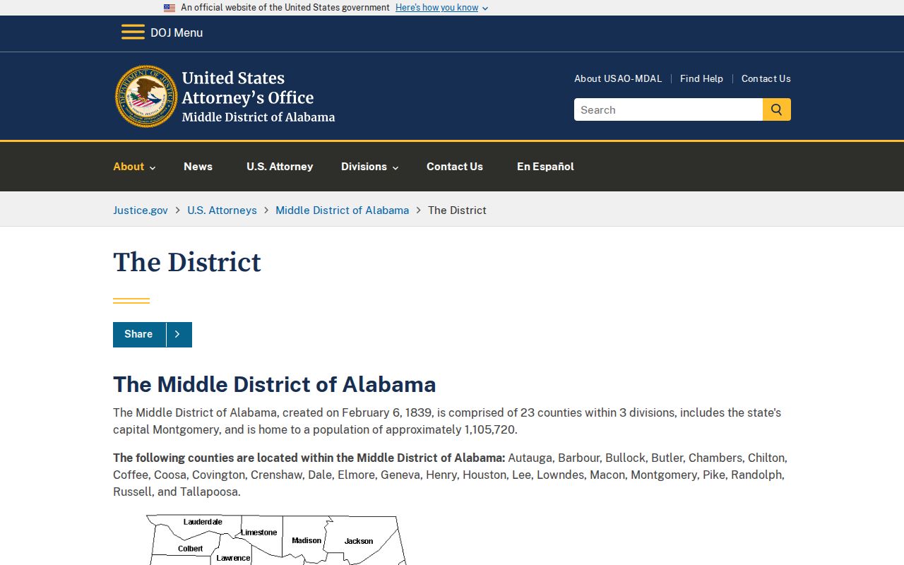 Russell County criminal court records U.S. Attorney Middle District page