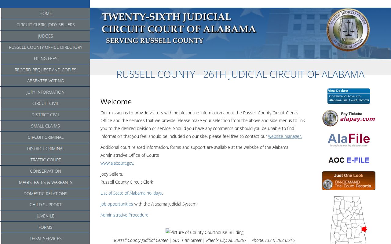 Russell County court records Circuit Clerk home page