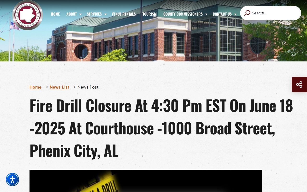 Russell County court records official courthouse closure notice