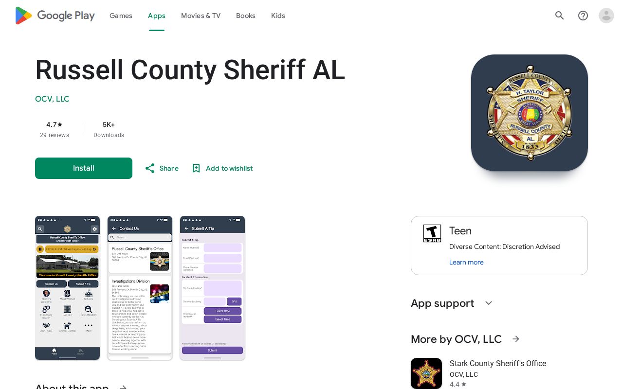 Russell County inmate records sheriff Android app