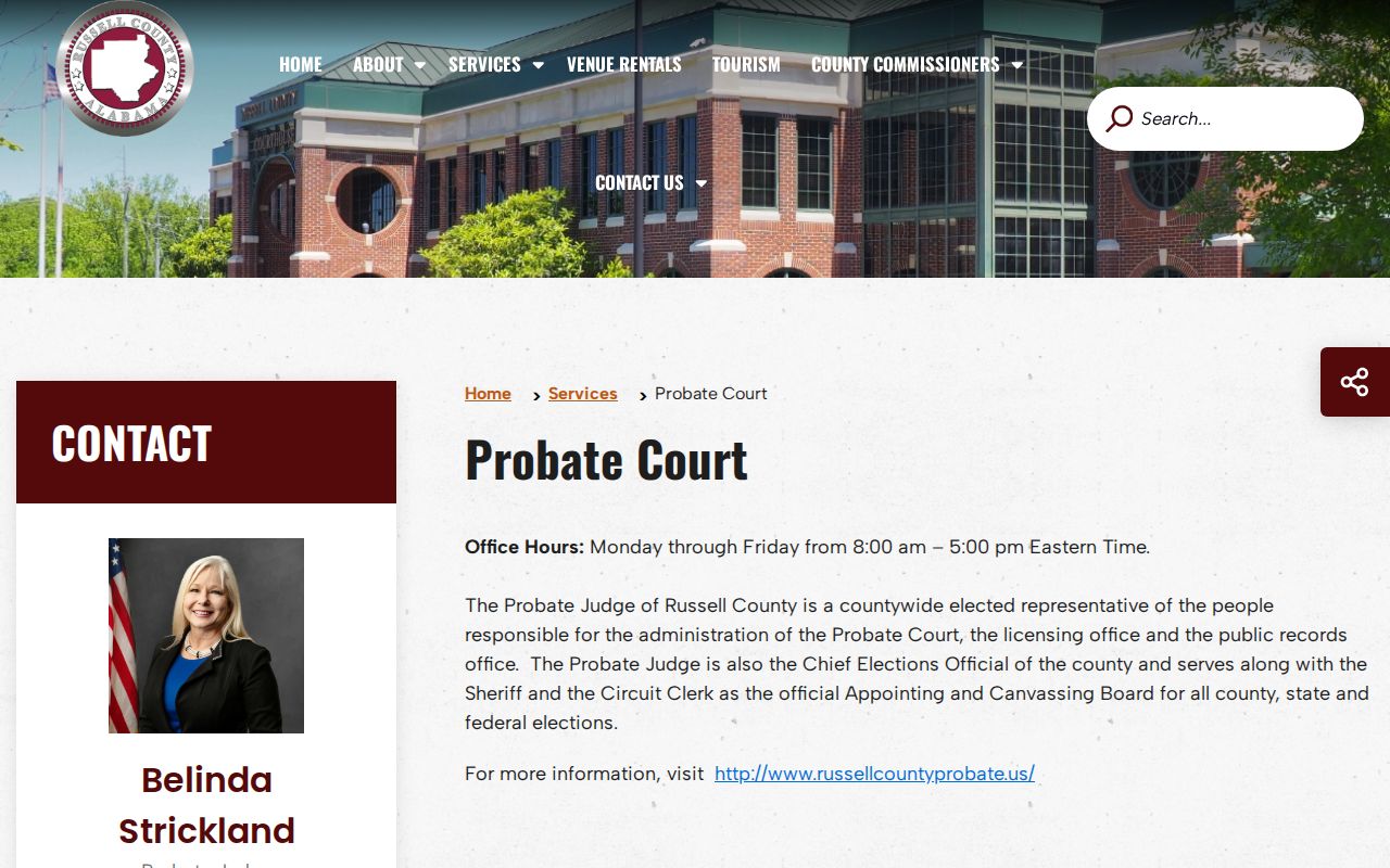 Russell County Probate Court county information
