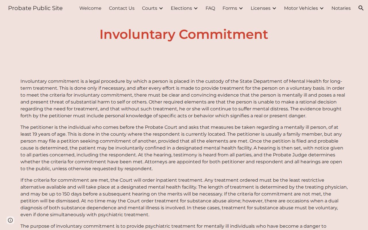 Russell County Probate Court involuntary commitment records