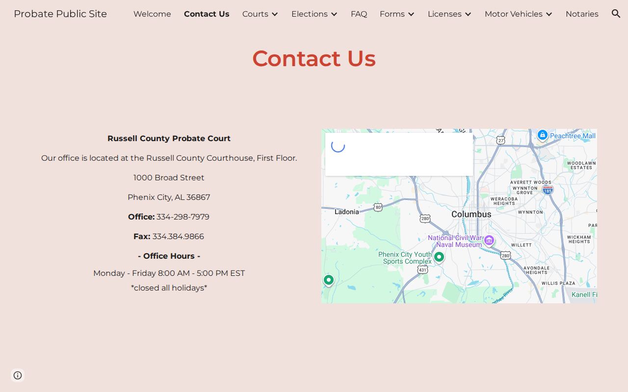 Russell County probate records office contact information