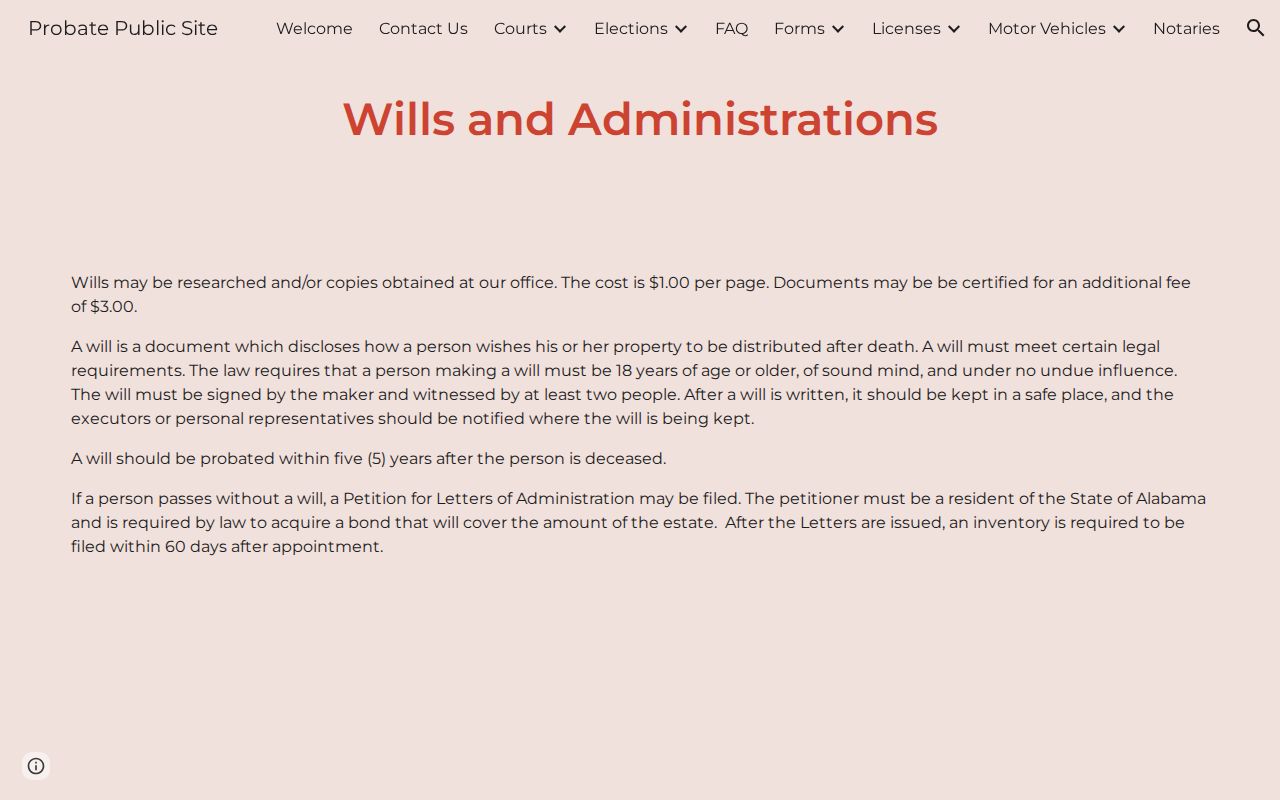 Russell County probate records for wills and administrations